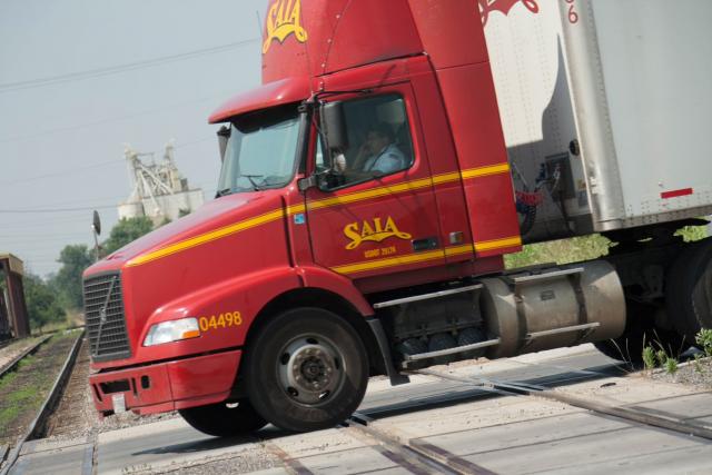 big rig crossing tracks